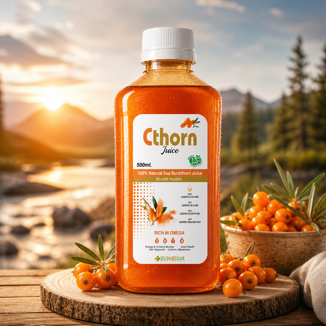 Cthorn Sea Buckthorn Juice 500ml x 2 | Powerful Antioxidant | Rich in Omega 3,6,7,9 | Immunity Booster | Detox Support | Anti-Inflammatory | Vitamins & Minerals & All Essential Amino Acids | Sugar Free I Men & Women.